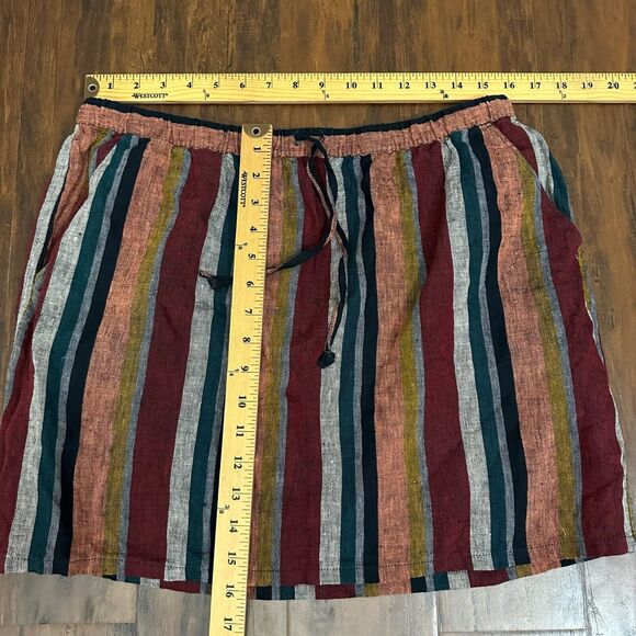 GARNET HILL Essential Linen Pull-On Skirt Mini in Harvest Stripe - Picture 8 of 8